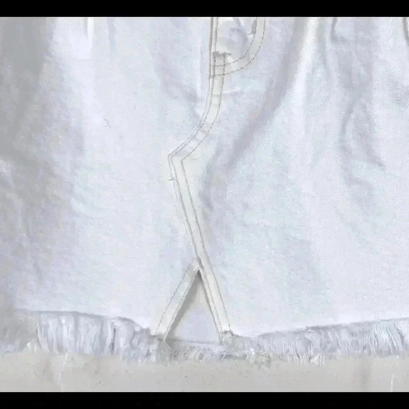 New!Free People Side Car In White Clay Mini Coquette Denim Skirt - Picture 4 of 4